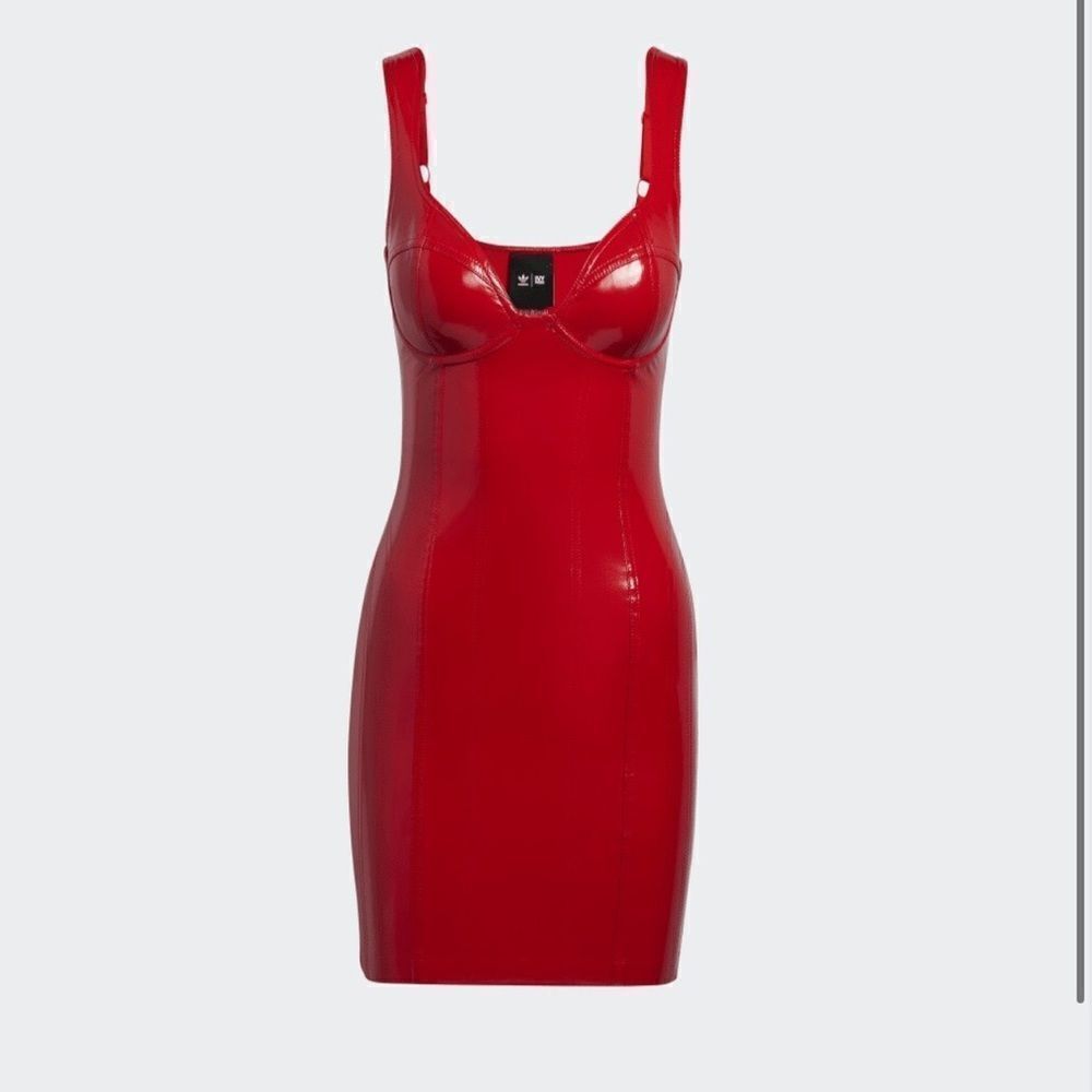 Ivy Park, Ivy Heart Red Latex Dress, Size XS - Picture 3 of 15